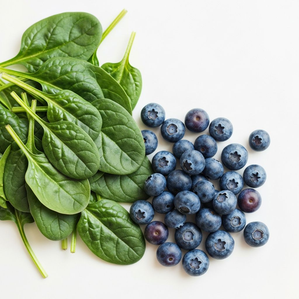 Antioxidant rich foods - blueberries and spinach